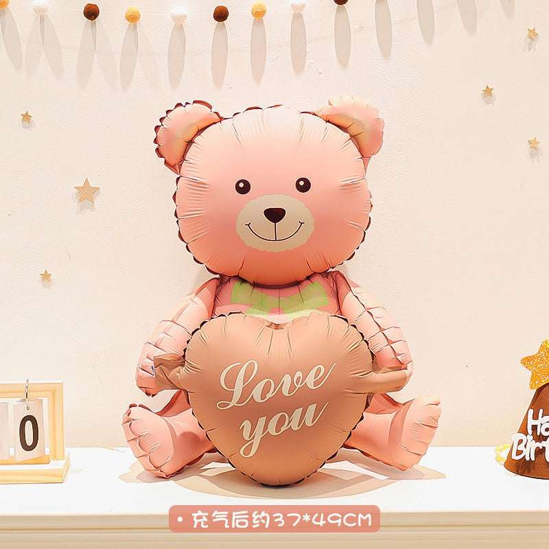 Billion Balloons INS Style Matte Bear Cake Aluminum Film Balloons
