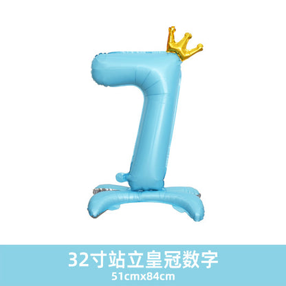 32inch Crown Number Balloon Pink Blue Gold Silver Black Min.50PCS