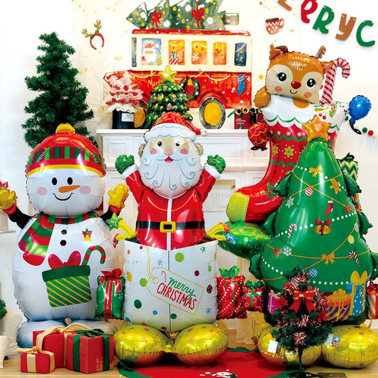 Christmas Party Decor 120cm Tree Santa Balloons Film