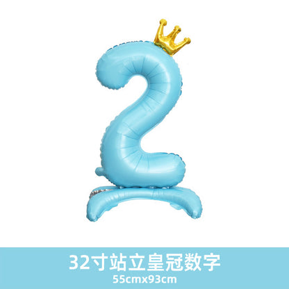 32inch Crown Number Balloon Pink Blue Gold Silver Black Min.50PCS