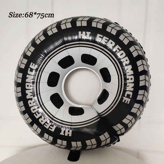 Billion Balloons 129pcs Racing Car Tyre 4D Checked Foil Balloon