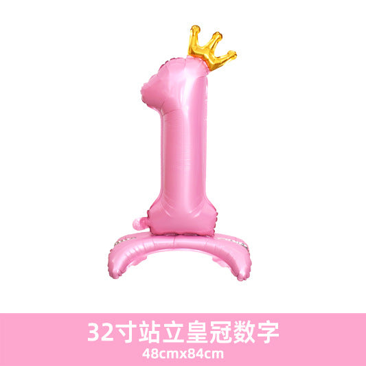 32inch Crown Number Balloon Pink Blue Gold Silver Black Min.50PCS