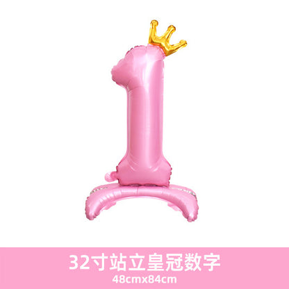 32inch Crown Number Balloon Pink Blue Gold Silver Black Min.50PCS