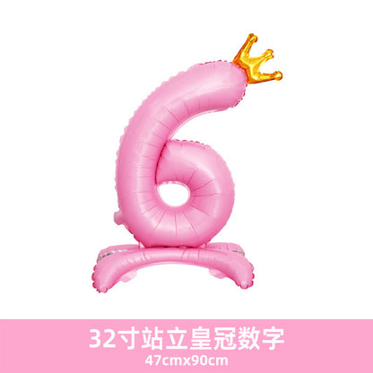 32inch Crown Number Balloon Pink Blue Gold Silver Black Min.50PCS