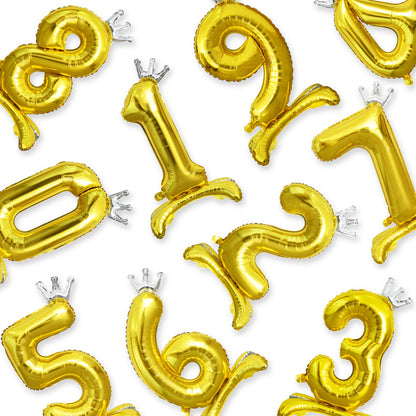 32inch Crown Number Balloon Pink Blue Gold Silver Black Min.50PCS