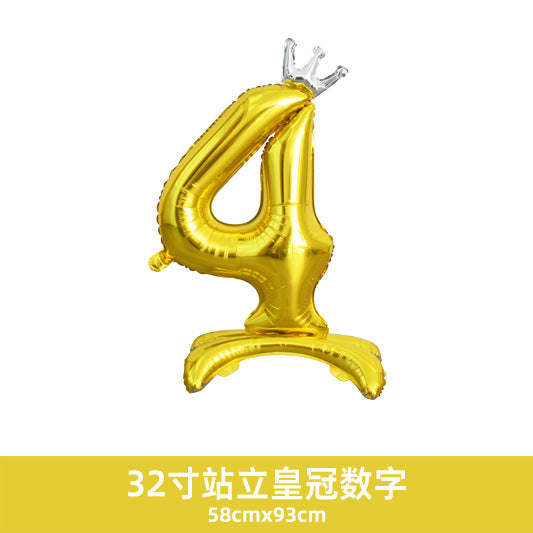 32inch Crown Number Balloon Pink Blue Gold Silver Black Min.50PCS