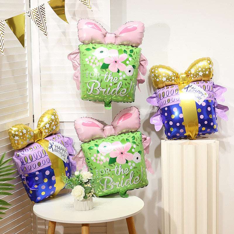 Billion Balloon Bowknot Box Gift Blue Green Aluminum Foil Balloon