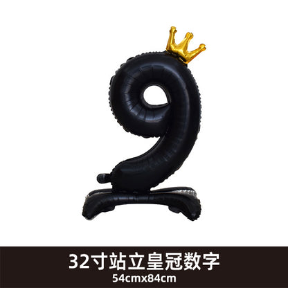 32inch Crown Number Balloon Pink Blue Gold Silver Black Min.50PCS