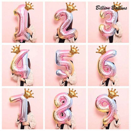 Billion Balloons 32inch Gradient Rainbow color Number 0-9 Foil balloons