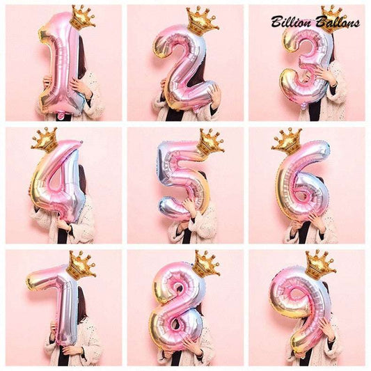 Billion Balloons 32inch Gradient Rainbow color Number 0-9 Foil balloons