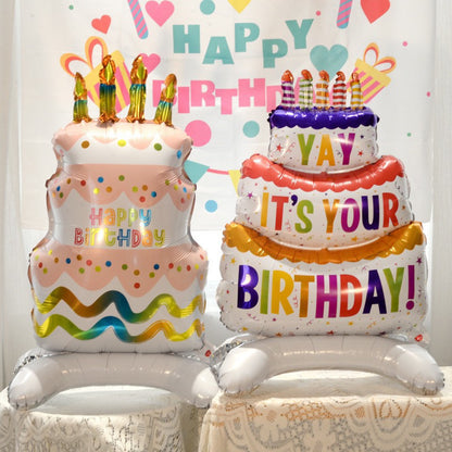 Standing Cake Foil Balloon with Base for Birthday Parties | 3D