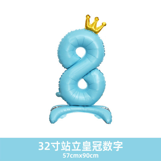 32inch Crown Number Balloon Pink Blue Gold Silver Black Min.50PCS