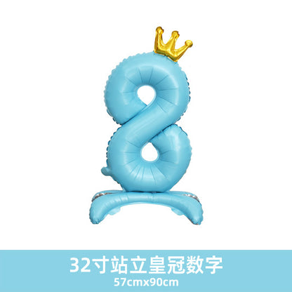32inch Crown Number Balloon Pink Blue Gold Silver Black Min.50PCS