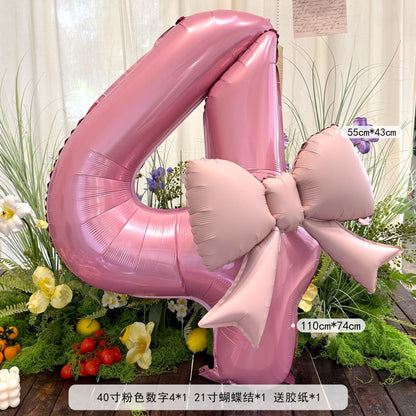 40inch Large Number Matte Bowknot Balloons Baby Birthday Party Decor Min.50PCS