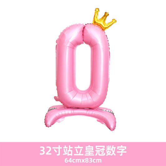 32inch Crown Number Balloon Pink Blue Gold Silver Black Min.50PCS