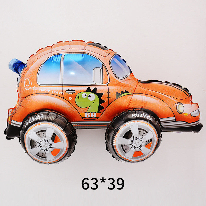 Billion Balloons 4D Car Excavator Fire Truck Ambulance Police Car School Bus Train Vehicle Tank Aluminum Foil Balloon