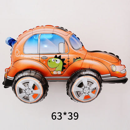 Billion Balloons 4D Car Excavator Fire Truck Ambulance Police Car School Bus Train Vehicle Tank Aluminum Foil Balloon