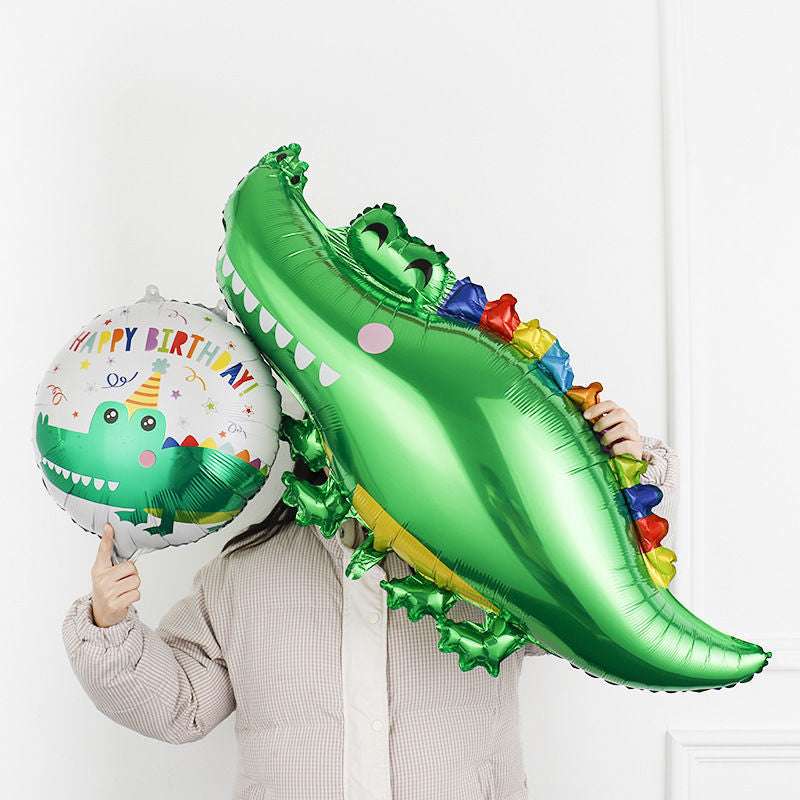 Billion Ballons Large Green Crocodile Backpack Dinosaur Aluminum Foil Balloon