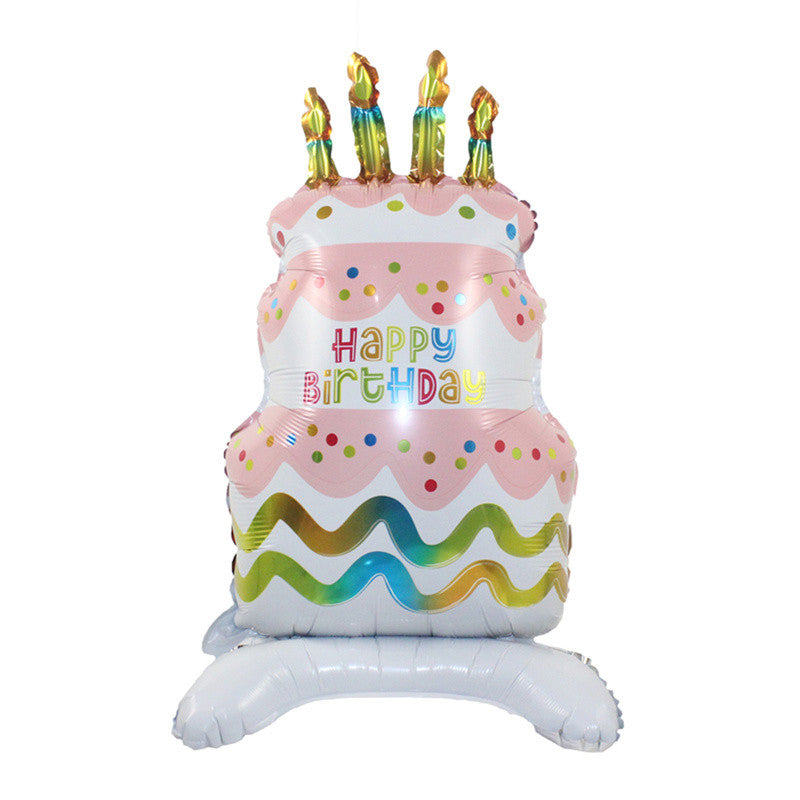 Cartoon Cake Stand Foil Balloon – 3D Centerpiece for First Birthdays & Parties