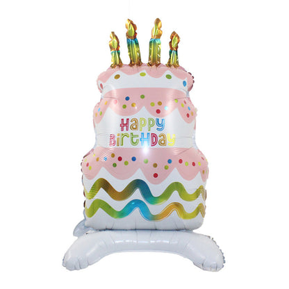 Cartoon Cake Stand Foil Balloon – 3D Centerpiece for First Birthdays & Parties