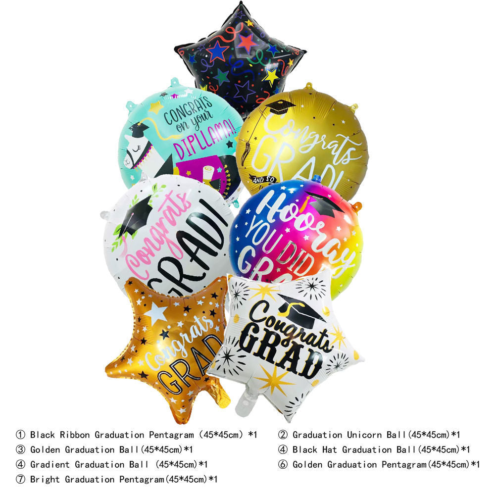 High School Graduation Set Aluminum Foil Balloons Hat Photo Frame Balls Min.50PCS
