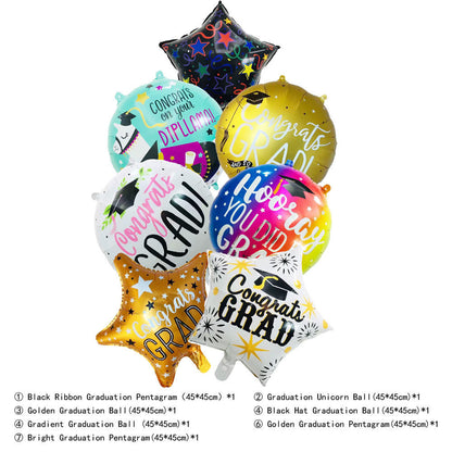 High School Graduation Set Aluminum Foil Balloons Hat Photo Frame Balls Min.50PCS