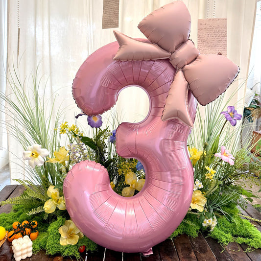 40inch Large Number Matte Bowknot Balloons Baby Birthday Party Decor Min.50PCS