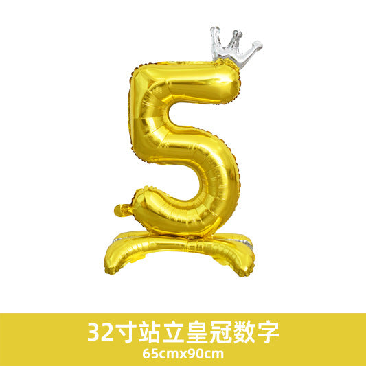 32inch Crown Number Balloon Pink Blue Gold Silver Black Min.50PCS