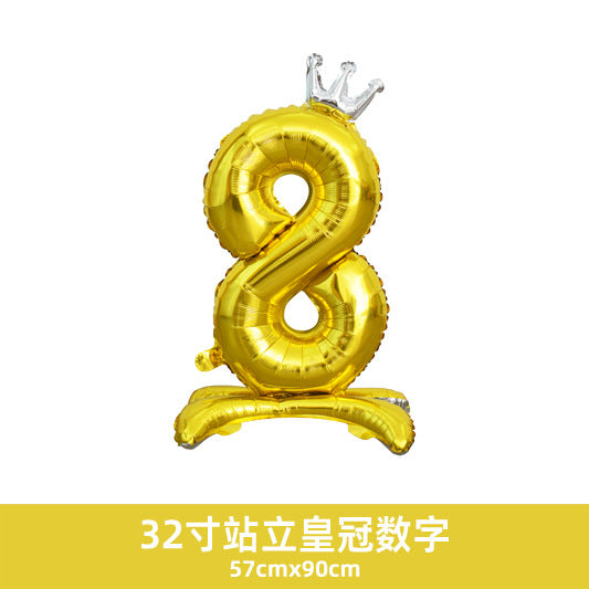 32inch Crown Number Balloon Pink Blue Gold Silver Black Min.50PCS