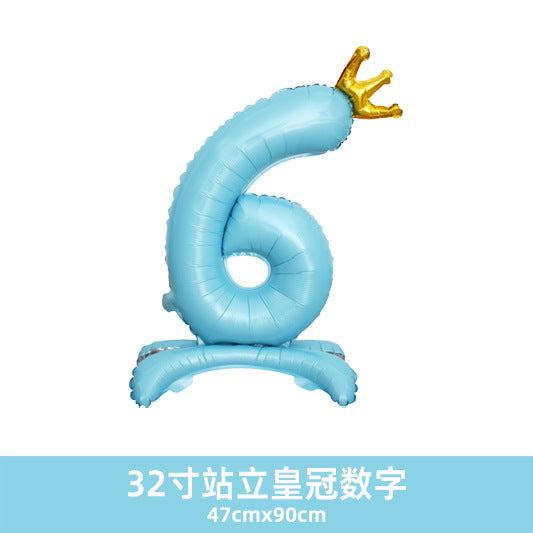 32inch Crown Number Balloon Pink Blue Gold Silver Black Min.50PCS
