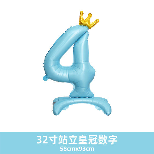 32inch Crown Number Balloon Pink Blue Gold Silver Black Min.50PCS
