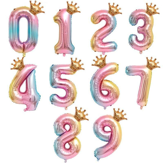 Billion Balloons 32inch Gradient Rainbow color Number 0-9 Foil balloons