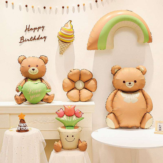 Billion Balloons INS Style Matte Bear Cake Aluminum Film Balloons