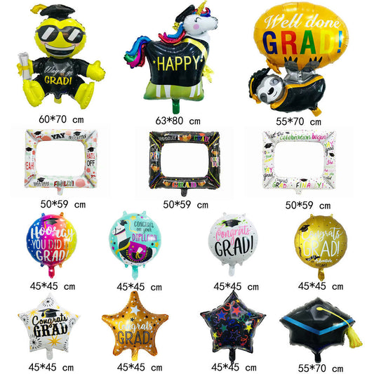High School Graduation Set Aluminum Foil Balloons Hat Photo Frame Balls