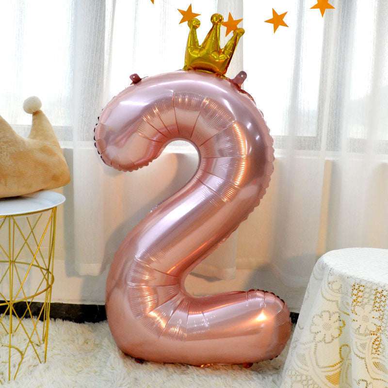 Billion Balloons 42inch Large Pink Crown Aluminum Foil Number 1st Birthday Party Balloon