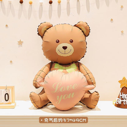 Billion Balloons INS Style Matte Bear Cake Aluminum Film Balloons Min.50PCS