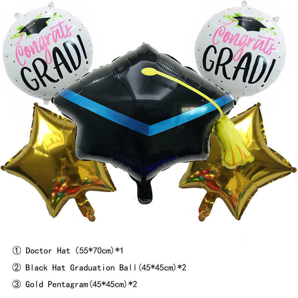 High School Graduation Set Aluminum Foil Balloons Hat Photo Frame Balls Min.50PCS