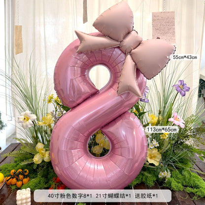 40inch Large Number Matte Bowknot Balloons Baby Birthday Party Decor Min.50PCS