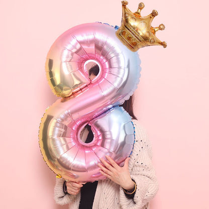 Billion Balloons 32inch Gradient Rainbow color Number 0-9 Foil balloons