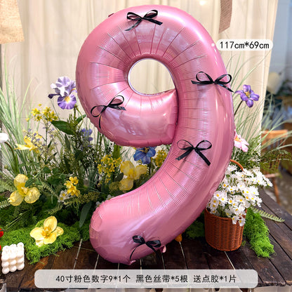 Pink Ribbon Large Number 40inch Foil Balloon Birthday Party Decor Min.50PCS