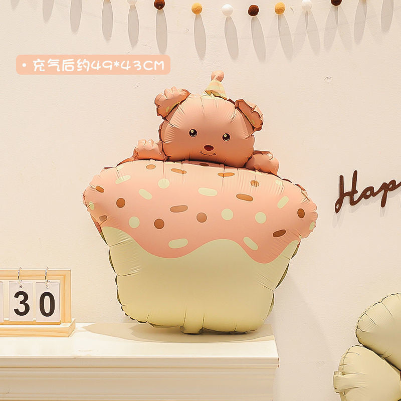Billion Balloons INS Style Matte Bear Cake Aluminum Film Balloons Min.50PCS