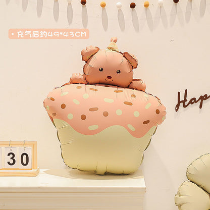 Billion Balloons INS Style Matte Bear Cake Aluminum Film Balloons Min.50PCS