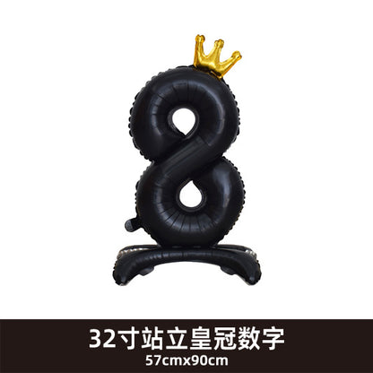 32inch Crown Number Balloon Pink Blue Gold Silver Black Min.50PCS