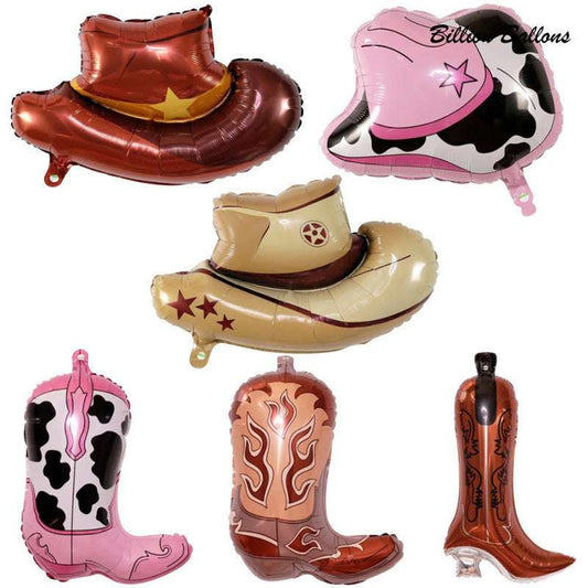 Billion Balloons Western Cowboy Themed Party Horse Shape Boot Balloons Hat Foil Balloon