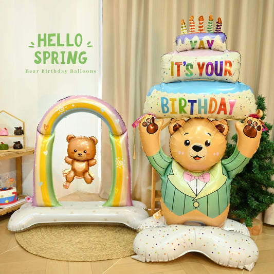 INS Trendy Kids Cake Bear Balloon Decor Birthday Party