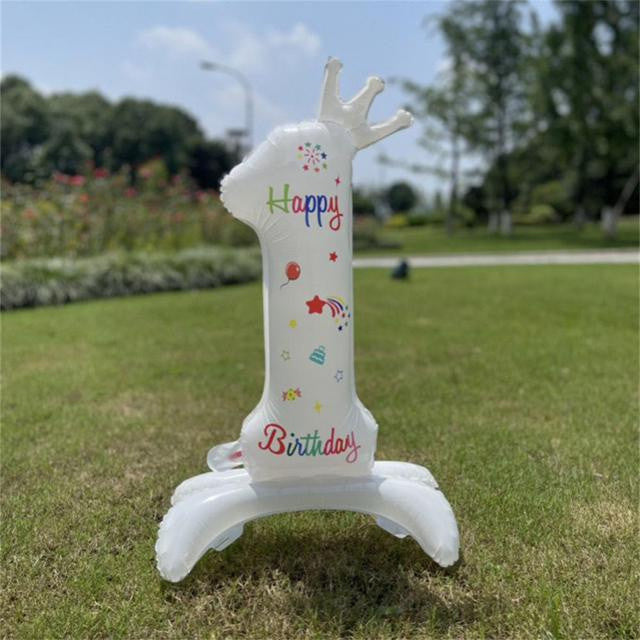 Billion Balloons 32Inches Birthday Anniversary Balloons White Crown Number Foil Balloon