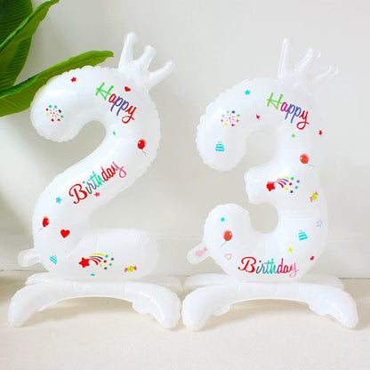 Billion Balloons 32Inches Birthday Anniversary Balloons White Crown Number Foil Balloon