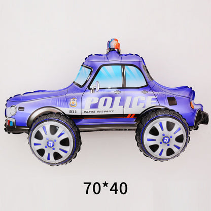 Billion Balloons 4D Car Excavator Fire Truck Ambulance Police Car School Bus Train Vehicle Tank Aluminum Foil Balloon