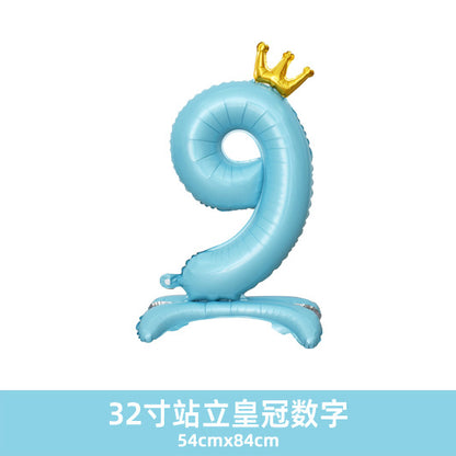 32inch Crown Number Balloon Pink Blue Gold Silver Black Min.50PCS