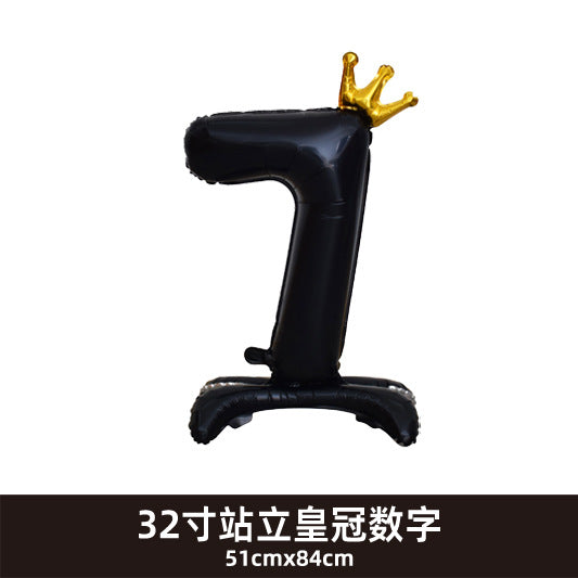 32inch Crown Number Balloon Pink Blue Gold Silver Black Min.50PCS